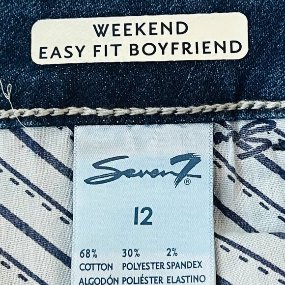 NWT Seven7 Women's Blue Weekend Easy Fit Boyfriend Jeans Size 12 Rolled Cuff - Picture 8 of 15